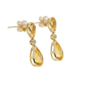 P425.2 Citrine and diamond drop earrings 9ct gold side