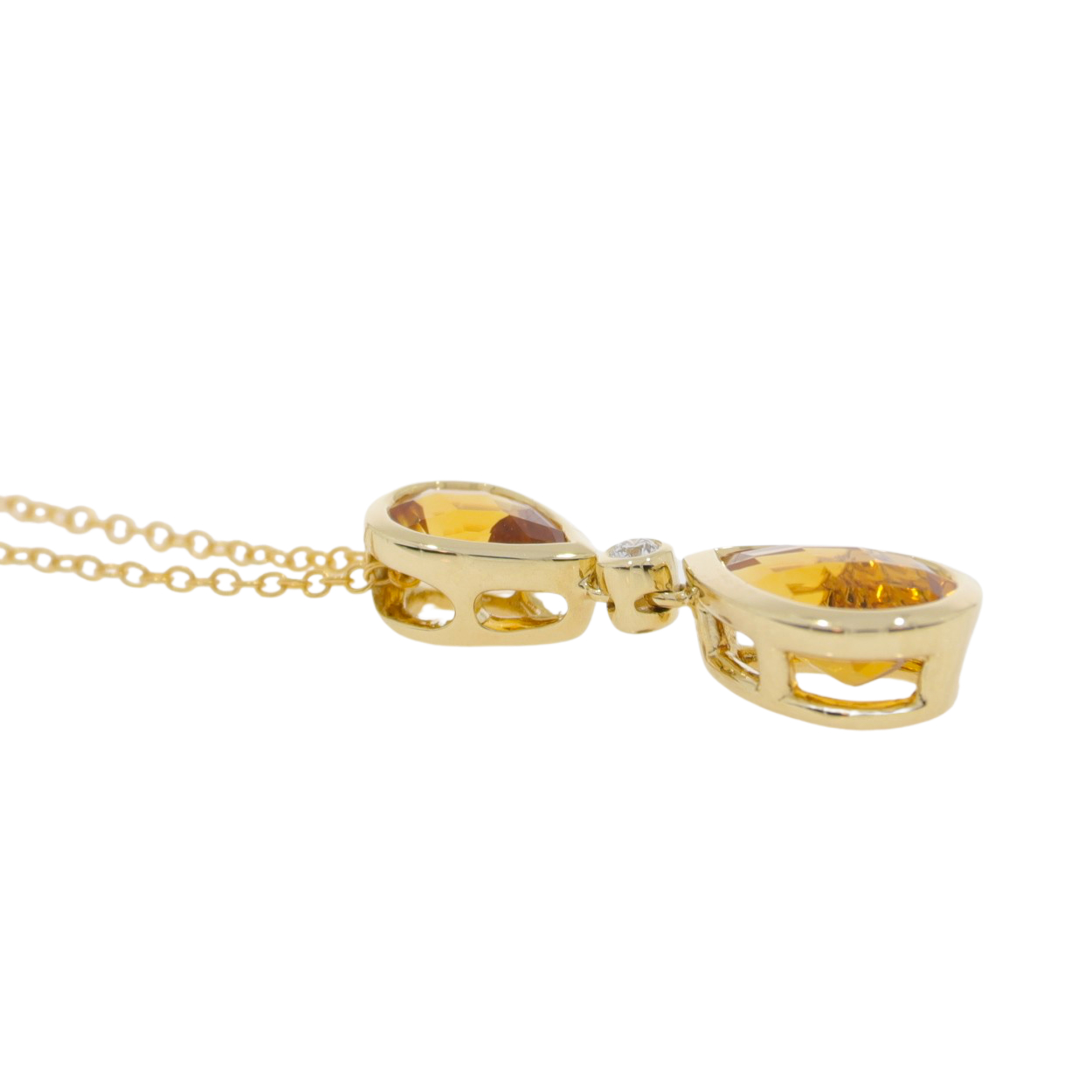 Q270.5 Citrine and diamond drop pendant side