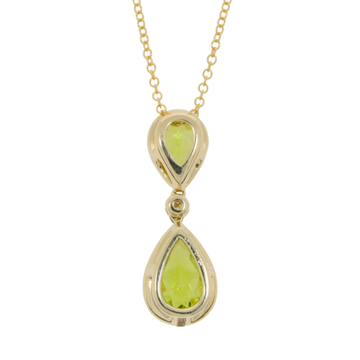 Q270.5 Peridot and diamond drop pendant back