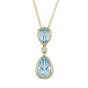 R270.5 Blue Topaz and diamond drop pendant