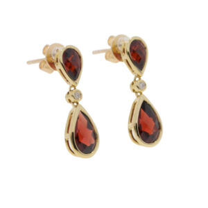 R425.2 Garnet and diamond drop earrings 9ct gold side