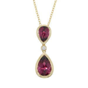 S270.5 Rhodolite Garnet and diamond drop pendant