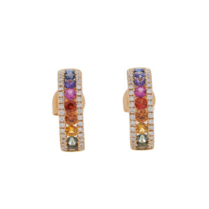 X425.2 Multi coloured sapphire and diamond hoops