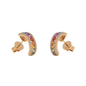 X425.2 Multi coloured sapphire and diamond hoops end