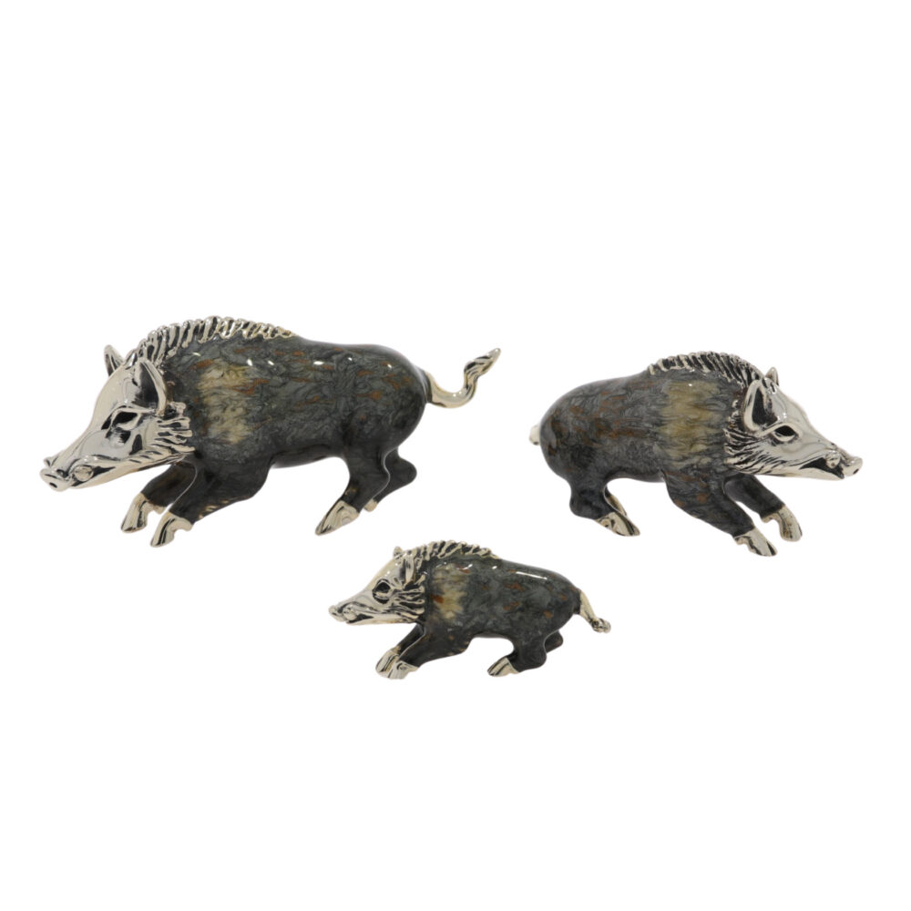 Saturno Sterling Silver and Enamel Boar Ornaments