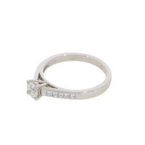 B18.4 Diamond single stone ring princess cut dimaond shoulders side 2