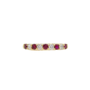 B94.4 Ruby and diamond 9 stone half eternity ring