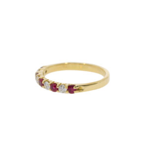 B94.4 Ruby and diamond 9 stone half eternity ring side 2