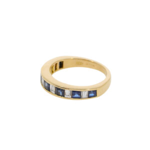 D94.4 Sapphire and diamond baguette and square half eternity ring side 2