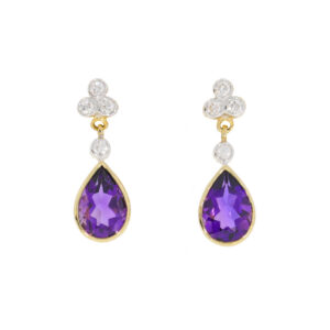 J426.2 Amethyst and diamond drop earrings