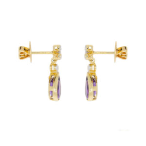 J426.2 Amethyst and diamond drop earrings end