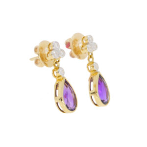 J426.2 Amethyst and diamond drop earrings side