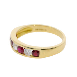 J94.4 Ruby and diamond 7 stone half eternity ring side 2