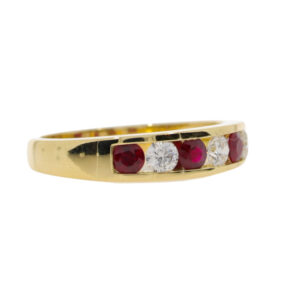 J94.4 Ruby and diamond 7 stone half eternity ring side