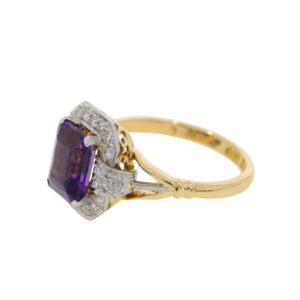 L173.4 Amethyst and diamond cluster ring side 2