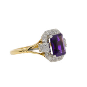 L173.4 Amethyst and diamond cluster ring side