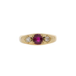W140.4 Ruby and diamond three stone ring
