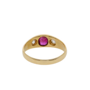 W140.4 Ruby and diamond three stone ring back