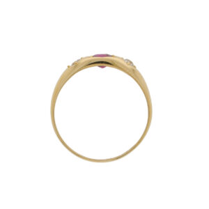 W140.4 Ruby and diamond three stone ring top
