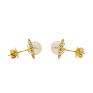 X450.2 Cultured pearl and diamond cluster earrings end