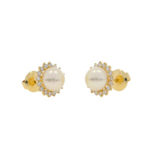 X450.2 Cultured pearl and diamond cluster earrings side