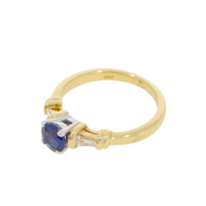 Z112.4 Sapphire single stone ring tapered baguette diamond sides side 2