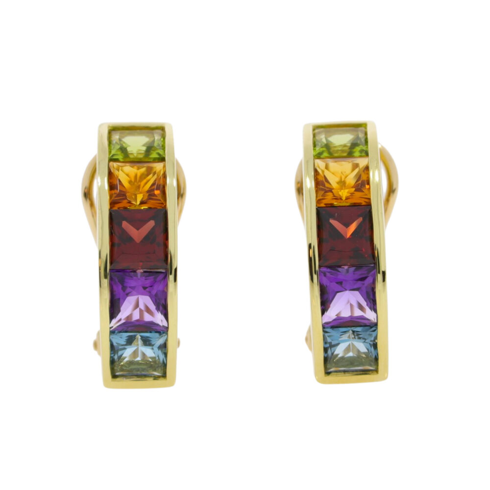 Multi gemstone rainbow H.Stern earrings, 18K gold mounts