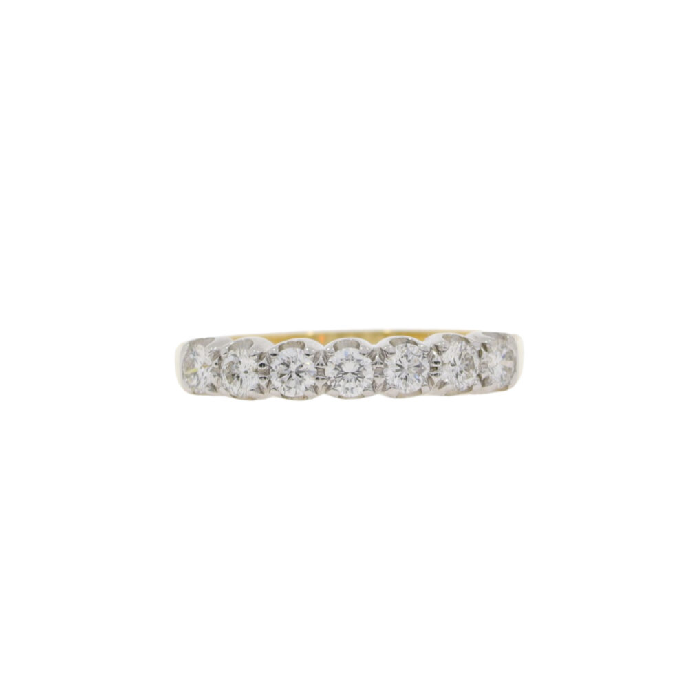 Diamond seven stone half eternity ring, 18ct gold mount