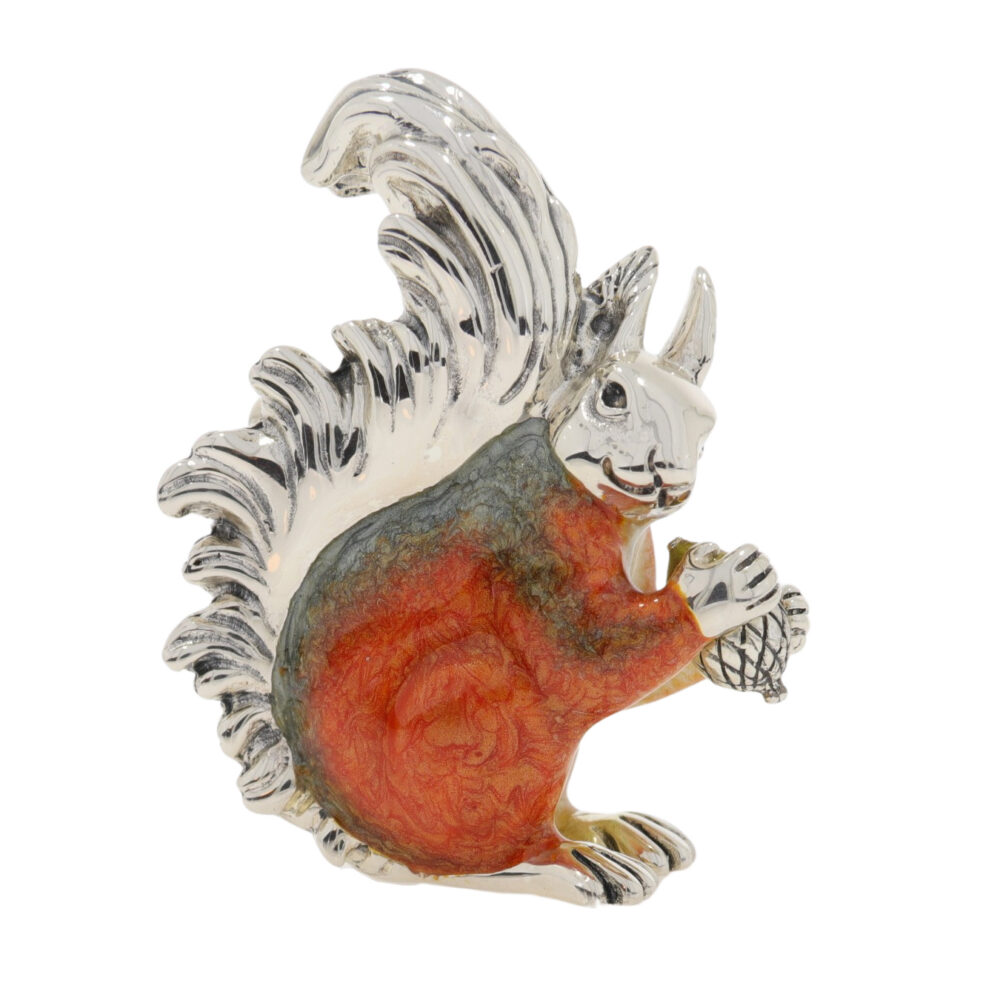 Saturno Sterling Silver and Enamel Squirrel Ornament