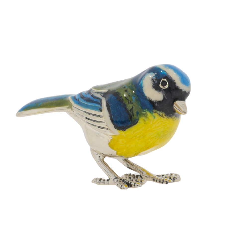 Saturno Sterling Silver and Enamel Blue Tit Ornament