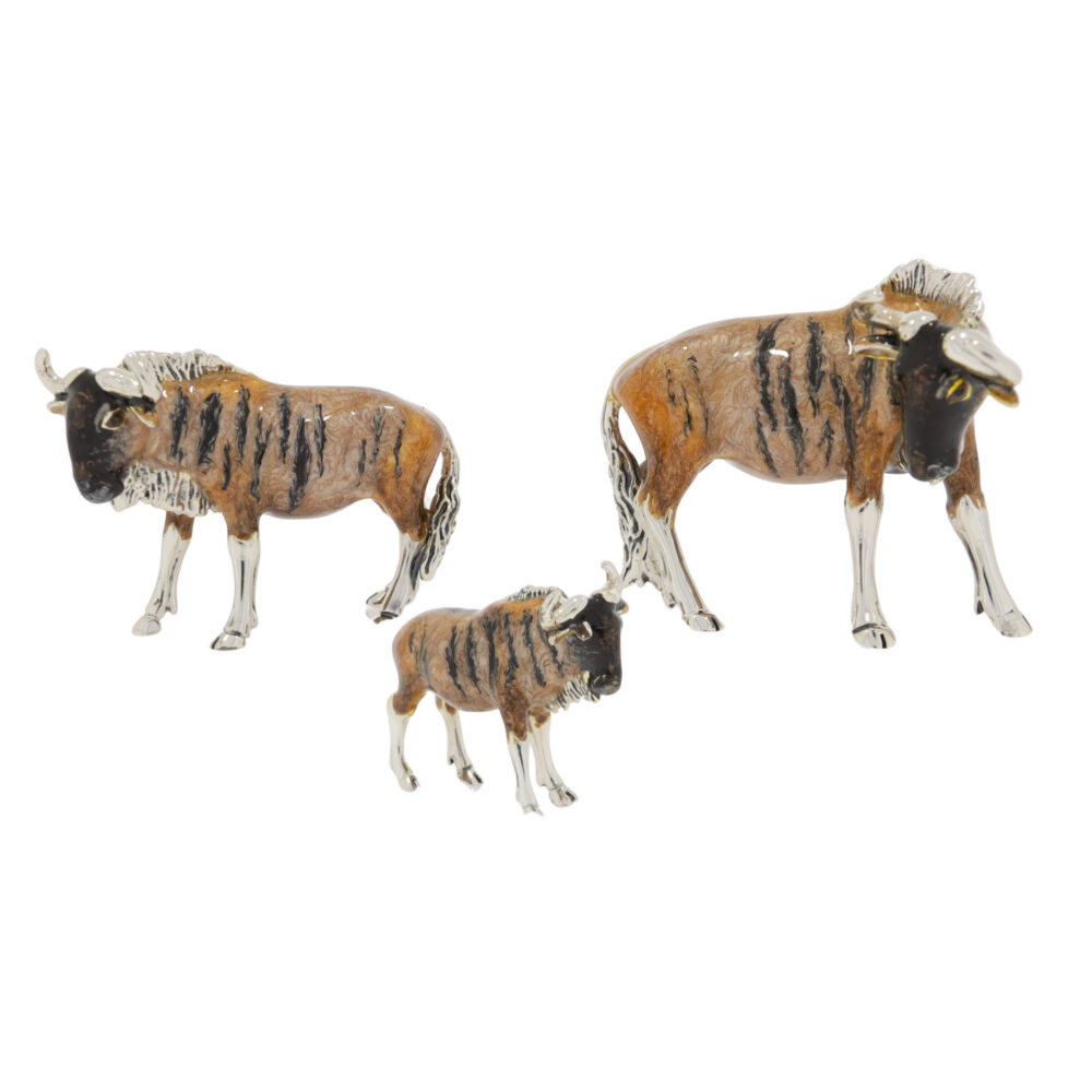 Saturno Sterling Silver and Enamel Wildebeast Ornaments