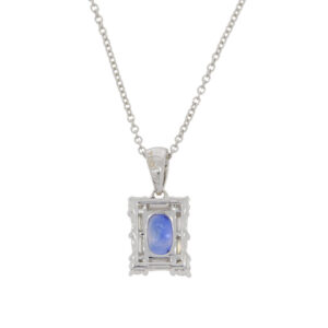 L269.5 Sapphire and diamond baguette and brilliant oblong cluster pendant back