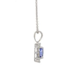 L269.5 Sapphire and diamond baguette and brilliant oblong cluster pendant end