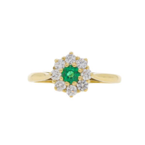 P130.4 Emerald and diamond cluster ring
