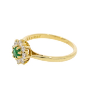 P130.4 Emerald and diamond cluster ring side 2