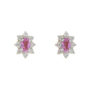 Q462.2 Pink sapphire and diamond cluster earrings