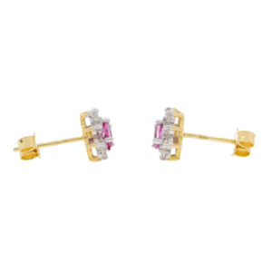 Q462.2 Pink sapphire and diamond cluster earrings end