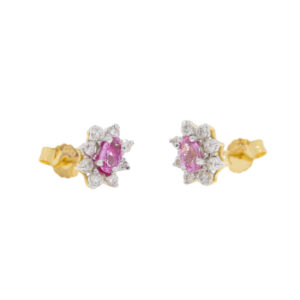 Q462.2 Pink sapphire and diamond cluster earrings side