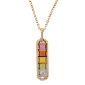 S271.5 Multi coloured sapphire and diamond rose gold drop pendant back