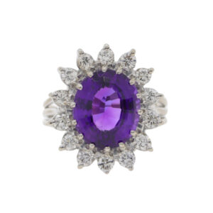 T173.4 Amethyst and diamond cluster ring