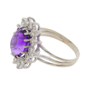 T173.4 Amethyst and diamond cluster ring side 2
