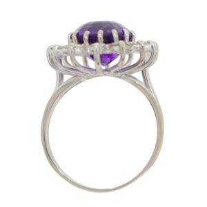 T173.4 Amethyst and diamond cluster ring top