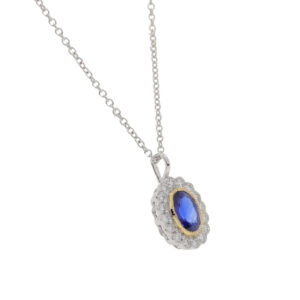 T271.5 Sapphire and diamond cluster pendant side