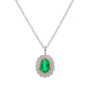 U271.5 Emerald and diamond cluster pendant