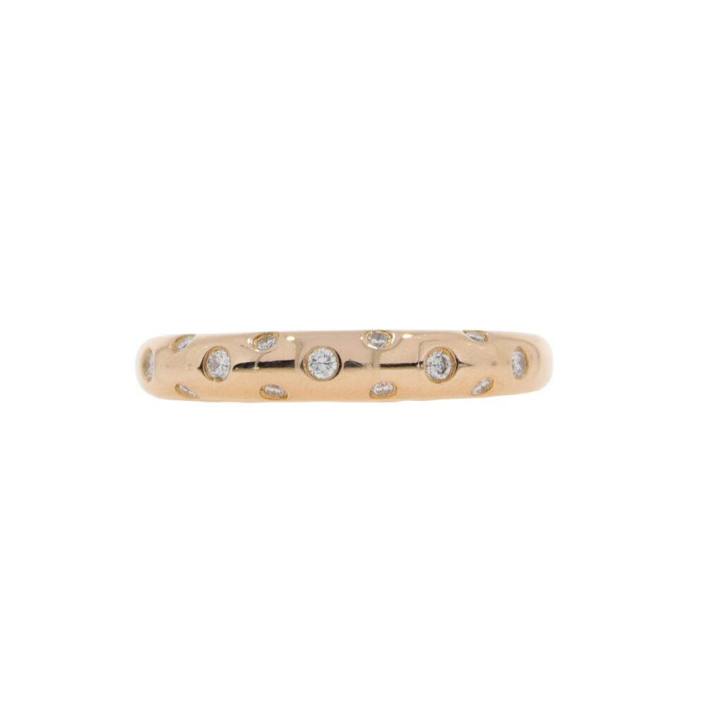 Diamond scattered three row 18ct rose gold ring