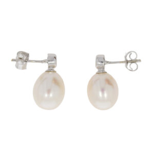 Y450.2 Freshwater cultured pearl diamond 2 stone earrings end