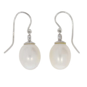 Z450.2 Freshwater cultured pearl diamond drop earrings side
